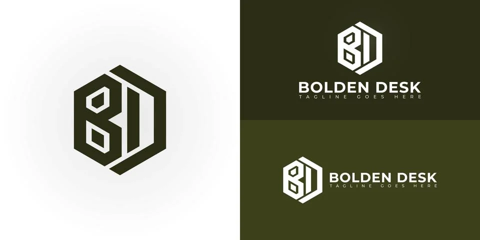 Abstract initial hexagon letters BD or DB logo in green color Stock-Illustration