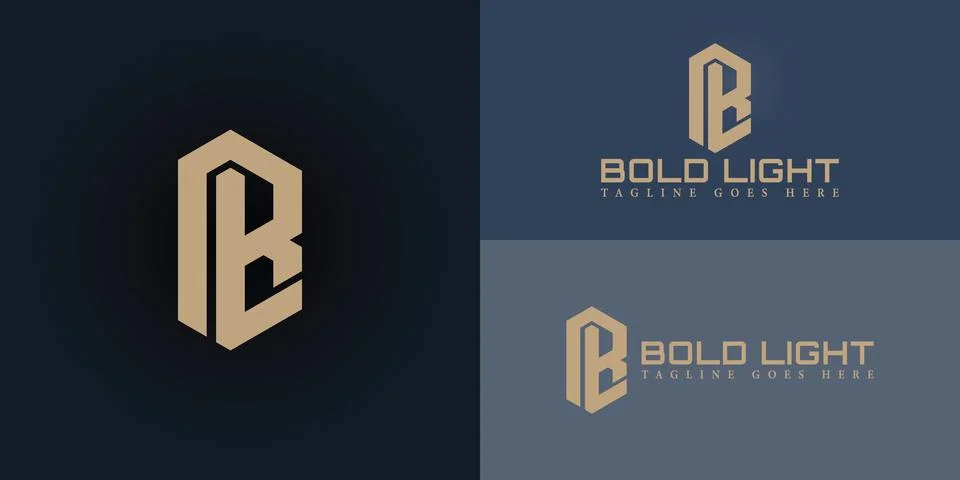 Abstract initial hexagon letters BL or LB logo in gold color Stock-Illustration