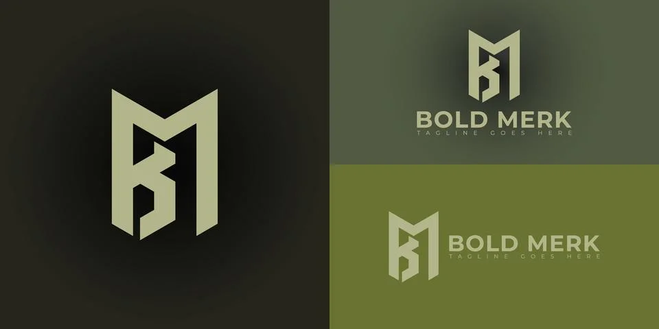 Abstract initial hexagon letters BM or MB logo in soft green color Stock Illustration