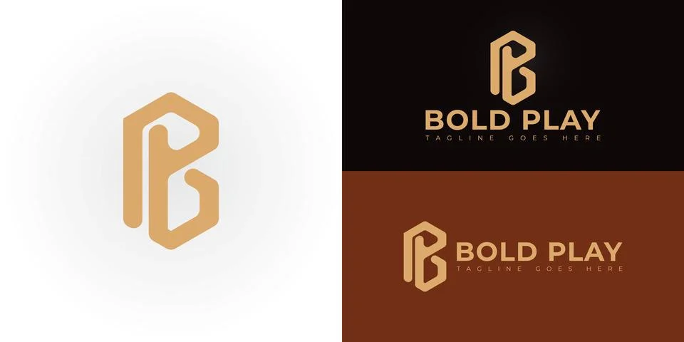 Abstract initial hexagon letters BP or PB logo in luxury gold color Stock Illustration