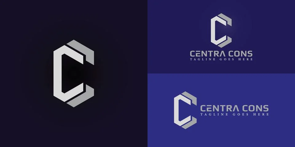 Abstract initial hexagon letters C or CC logo in silver white color Stock Illustration