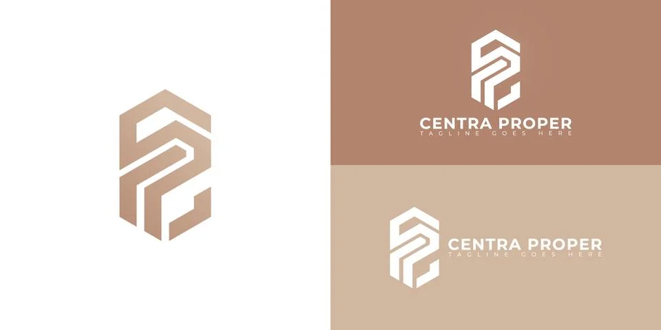 Abstract initial hexagon letters CP or PC logo in gold color Stock Illustration