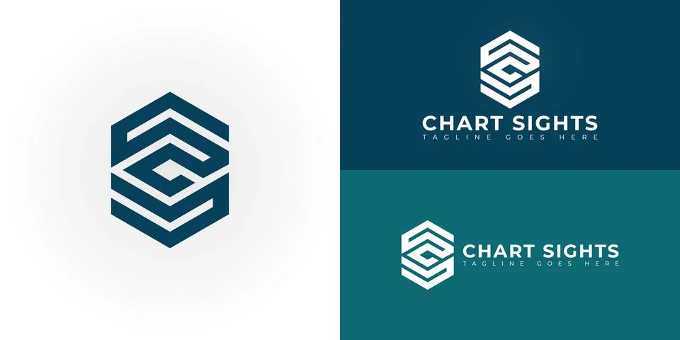 Abstract initial hexagon letters CS or SC logo in deep blue color Stock Illustration