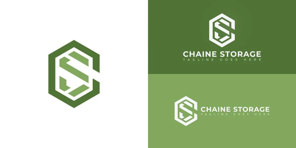 Abstract initial hexagon letters CS or SC logo in green color Stock Illustration