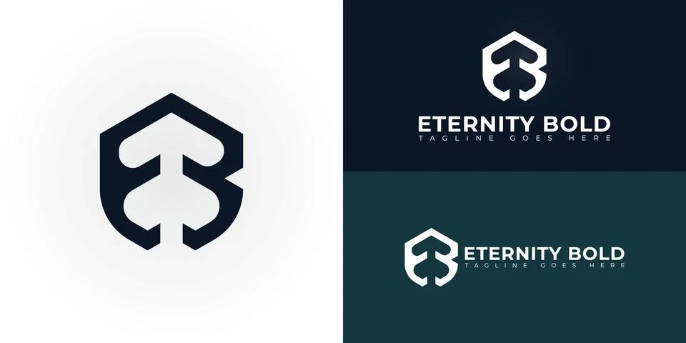 Abstract initial hexagon letters EB or BE logo in blue color Stock Illustration