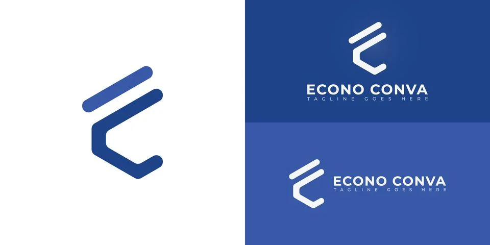 Abstract initial hexagon letters EC or CE logo in blue color Illustrazione stock