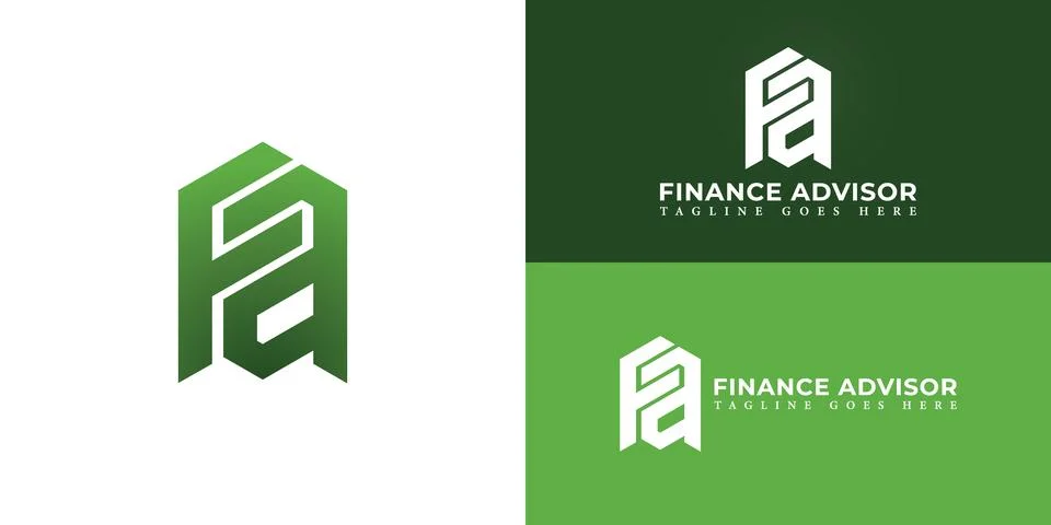 Abstract initial hexagon letters FA or AF logo in gradient green color Stock Illustration