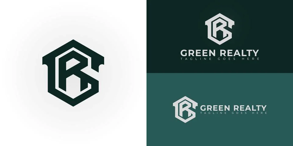 Abstract initial hexagon letters GR or RG logo in green color Stock Illustration