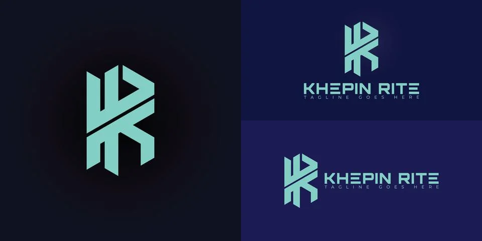 Abstract initial hexagon letters KR or RK logo in green color Stock Illustration