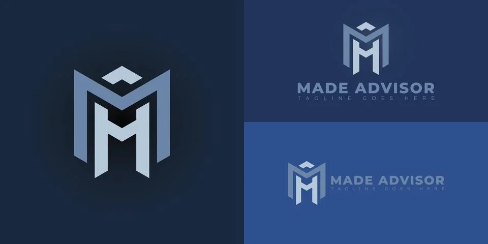 Abstract initial hexagon letters MA or AM logo in blue color Stock Illustration