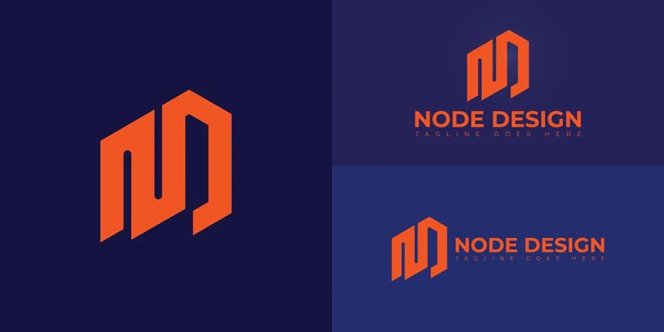 Abstract initial hexagon letters ND or DN logo in orange color Stock Illustration