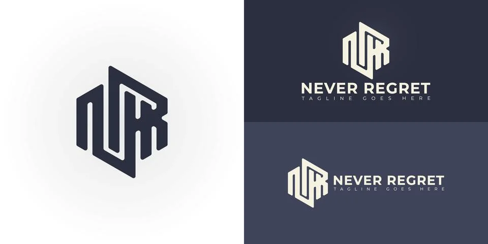 Abstract initial hexagon letters NR or RN logo in black color Stock Illustration