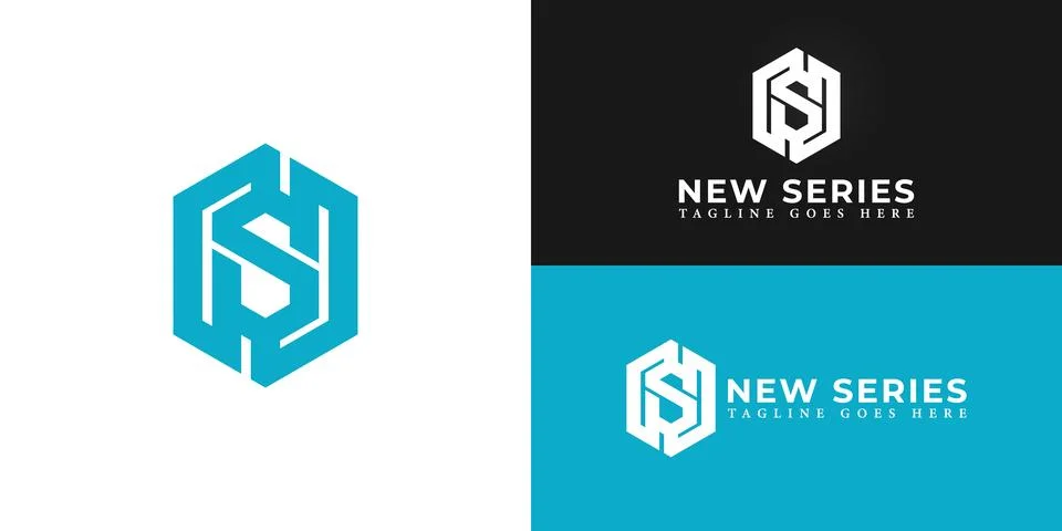 Abstract initial hexagon letters NS or SN logo in blue color Stock Illustration
