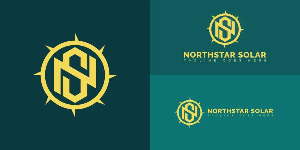 Abstract initial hexagon letters NS or SN logo in yellow color Stock Illustration