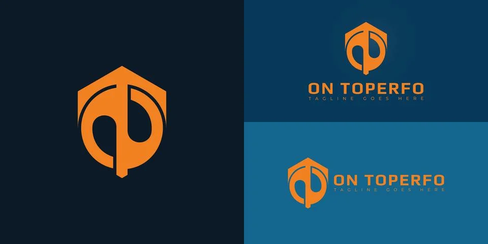 Abstract initial hexagon letters OT or TO logo in orange color 库存插图