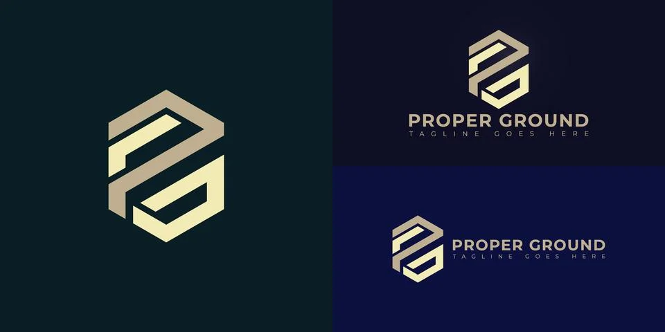 Abstract initial hexagon letters PG or GP logo in gold color Stock Illustration