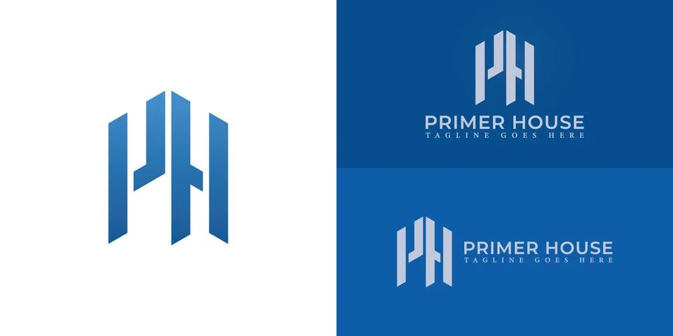 Abstract initial hexagon letters PH or HP logo in blue color Stock Illustration
