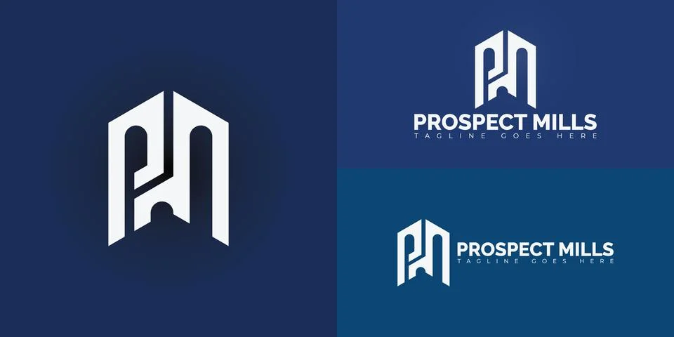 Abstract initial hexagon letters PM or MP logo in white color Stock Illustration