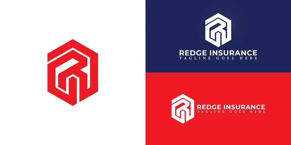 Abstract initial hexagon letters RI or IR logo in red color Stock-Illustration
