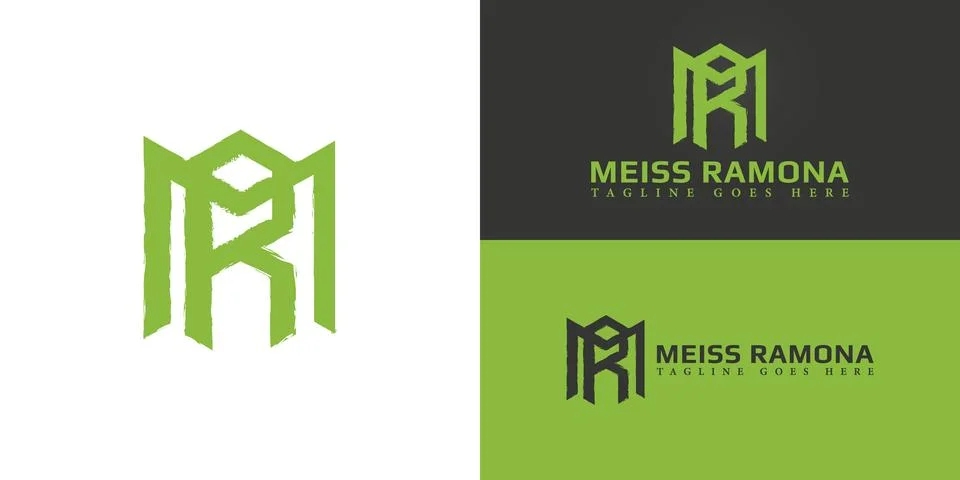 Abstract initial hexagon letters RM or MR logo in green color Stock Illustration
