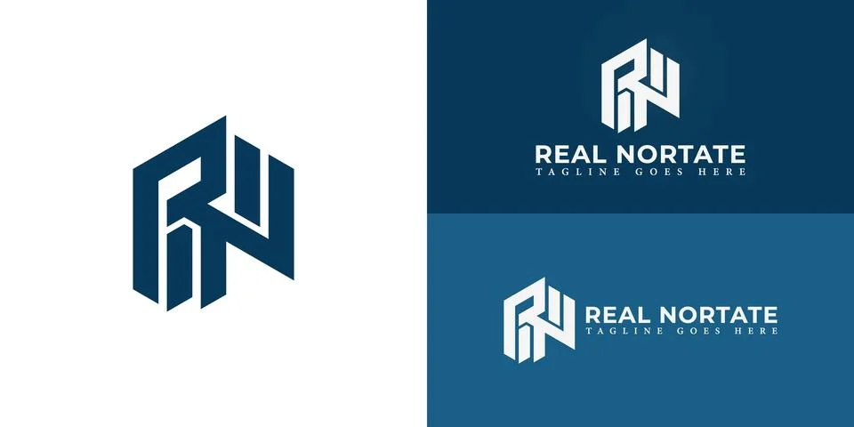 Abstract initial hexagon letters RN or RN logo in blue color Illustrazione stock