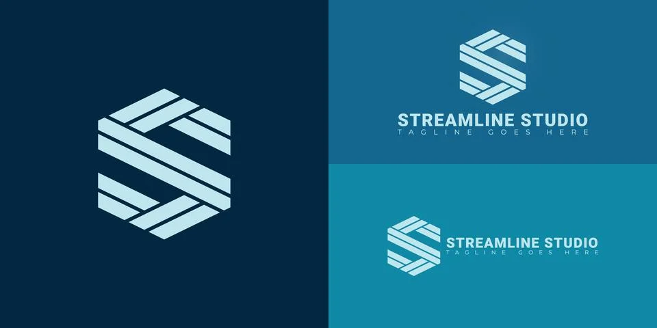 Abstract initial hexagon letters S or SS logo in blue color Stock Illustration