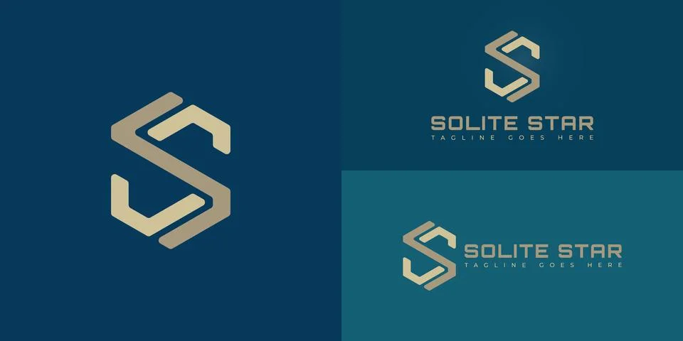 Abstract initial hexagon letters S or SS logo in gold color Stock Illustration