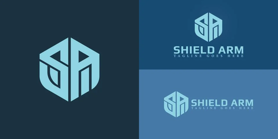 Abstract initial hexagon letters SA or AS logo in soft blue color Stock Illustration