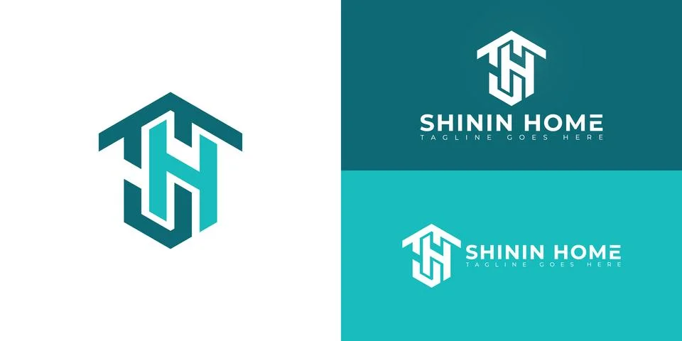 Abstract initial hexagon letters SH or HS logo in blue color Stock Illustration