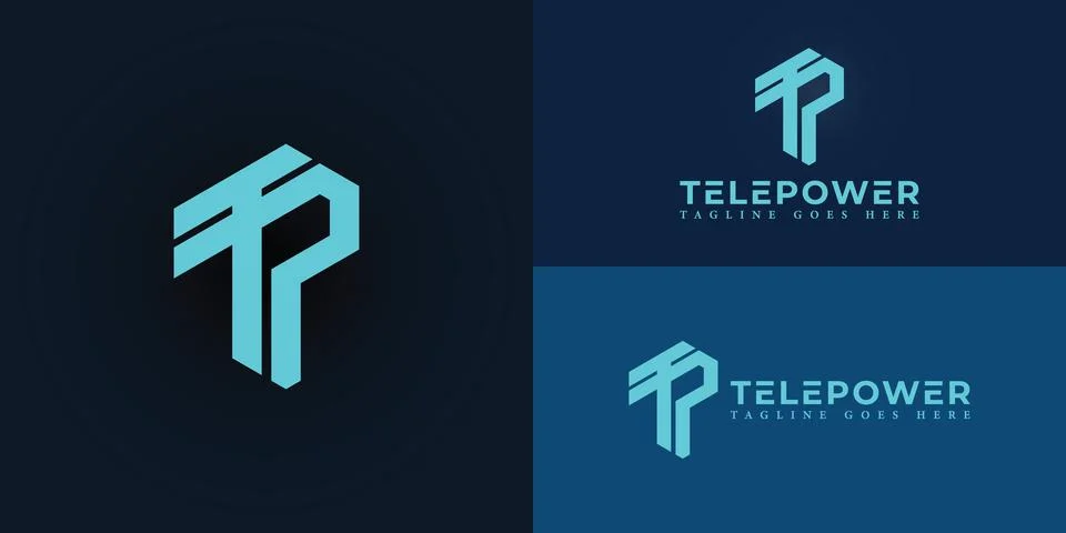 Abstract initial hexagon letters TP or PT logo in blue color Stock Illustration