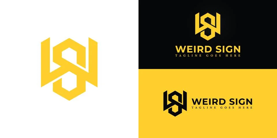 Abstract initial hexagon letters WS or SW logo in yellow color Stock Illustration
