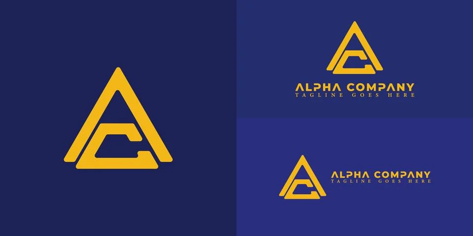 Abstract initial letter AC or CA logo in yellow color Stock Illustration