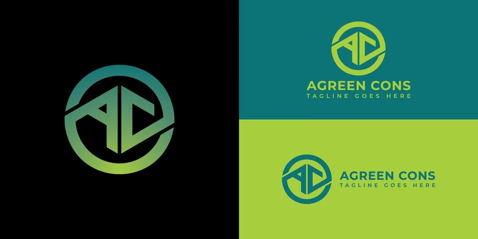 Abstract initial letter AC or CA logo in gradient green color Stock Illustration