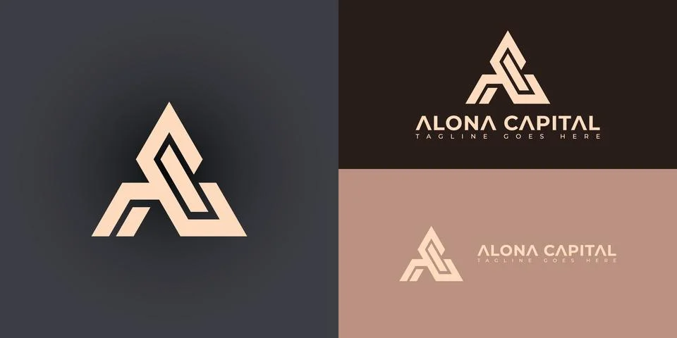 Abstract initial letter AC or CA logo in soft gold colors Stock Illustration