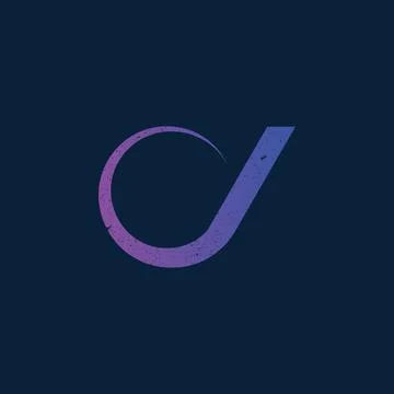 Abstract initial letter AD logo in blue-violet color isolated in dark blue Stock Illustration