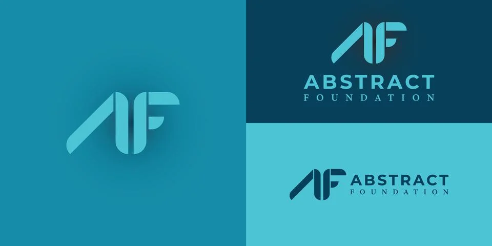 Abstract initial letter AF or FA logo in blue cyan color isolated in blue Stock Illustration