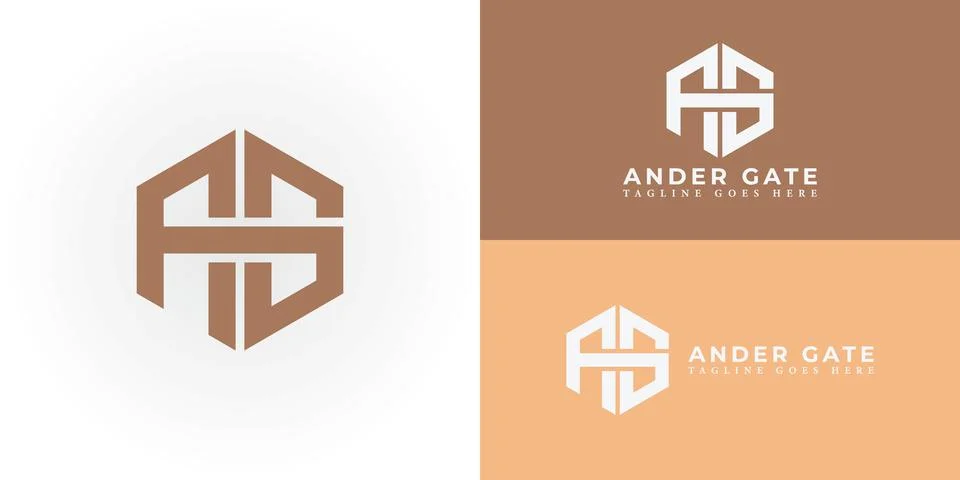 Abstract initial letter AG or GA logo in gold color isolated in white and brown Stock Illustration