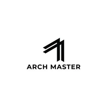 Abstract initial letter AM or MA logo in black color isolated in white Stock Illustration