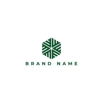 Abstract initial letter AM or MA monogram hexagon shape logo in green color Stock Illustration