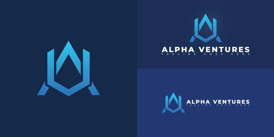 Abstract initial letter AV or VA in blue color Illustrazione stock