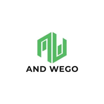 Abstract initial letter AW or WA logo in green color isolated in white Stock Illustration