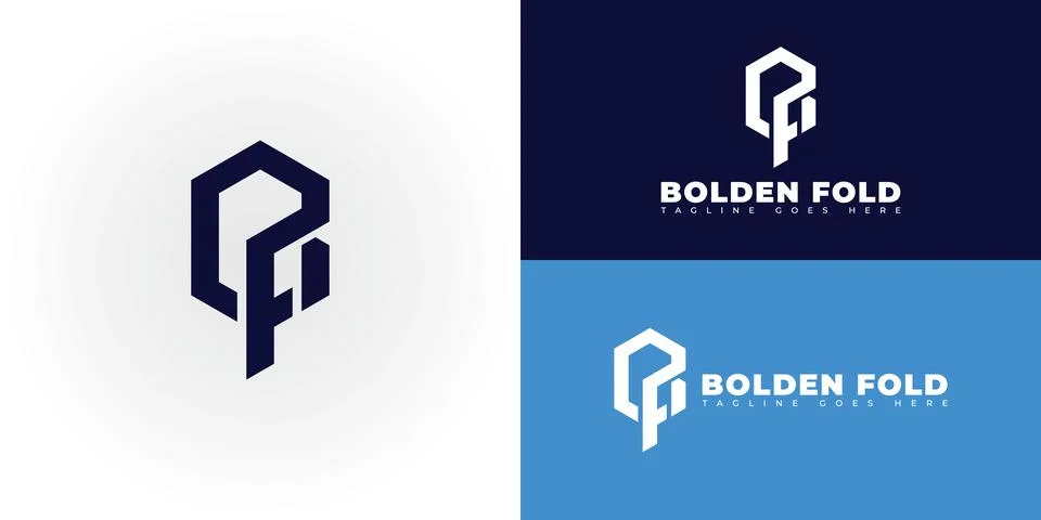 Abstract initial letter BF or FB logo in deep blue color Stock Illustration