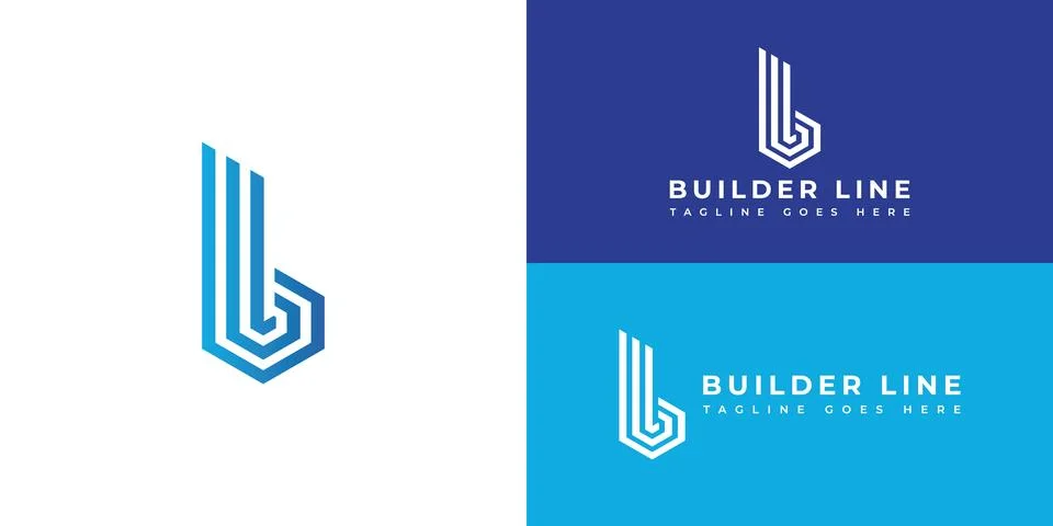 Abstract initial letter BL or LB logo in blue color Stock Illustration