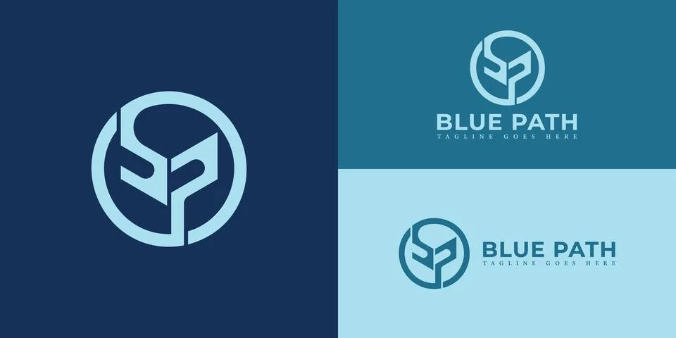 Abstract initial letter BP or PB logo in soft blue color Stock Illustration