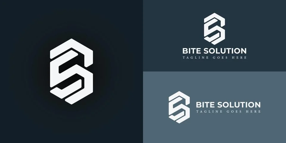 Abstract initial letter BS or SB logo in white color isolated in blue background Stock Illustration