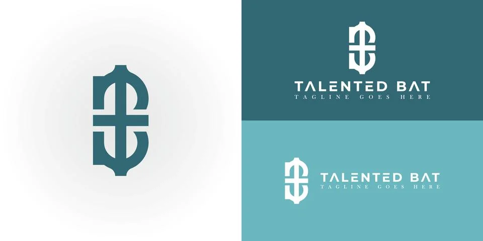 Abstract initial letter BT or TB logo in blue cyan color Stock Illustration
