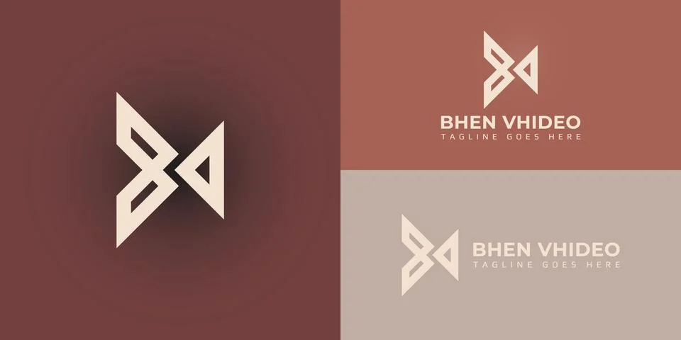 Abstract initial letter BV or VB logo in white color isolated in brown Stock Illustration