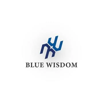 Abstract initial letter BW or WB logo in blue color isolated in white background Stock-Illustration