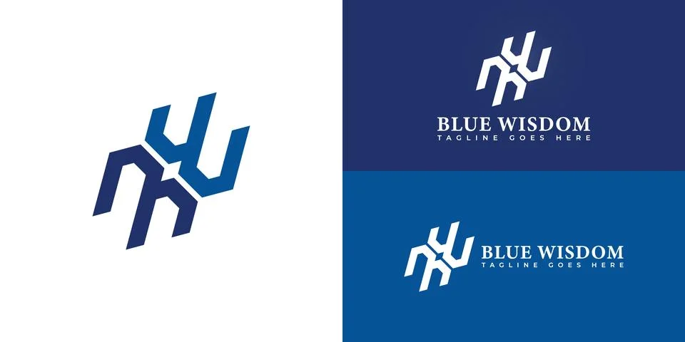Abstract initial letter BW or WB logo in blue color isolated in white background Illustrazione stock