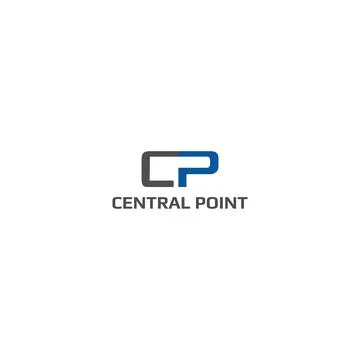 Abstract initial letter C and P in grey and blue color isolated in white Stock Illustration